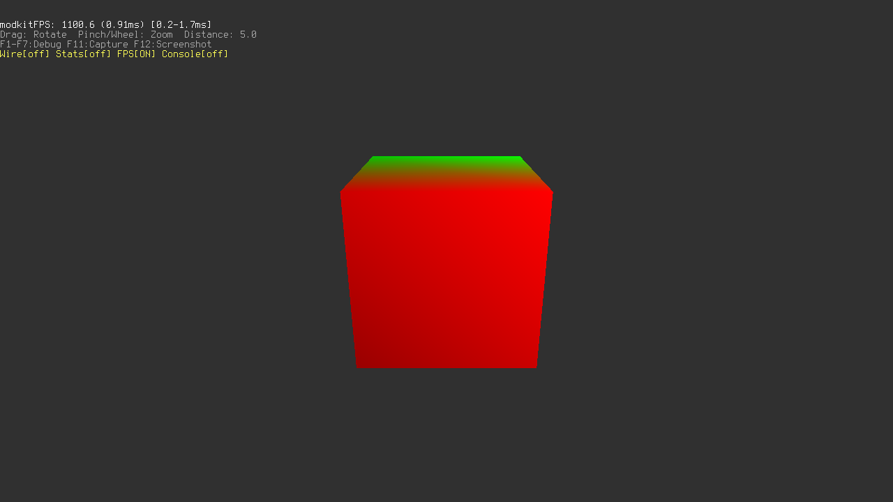 Single rotating cube with perspective camera