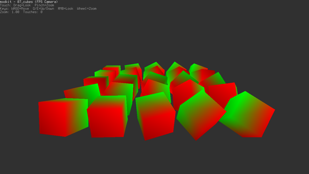 Multiple cubes with FPS-style camera controls