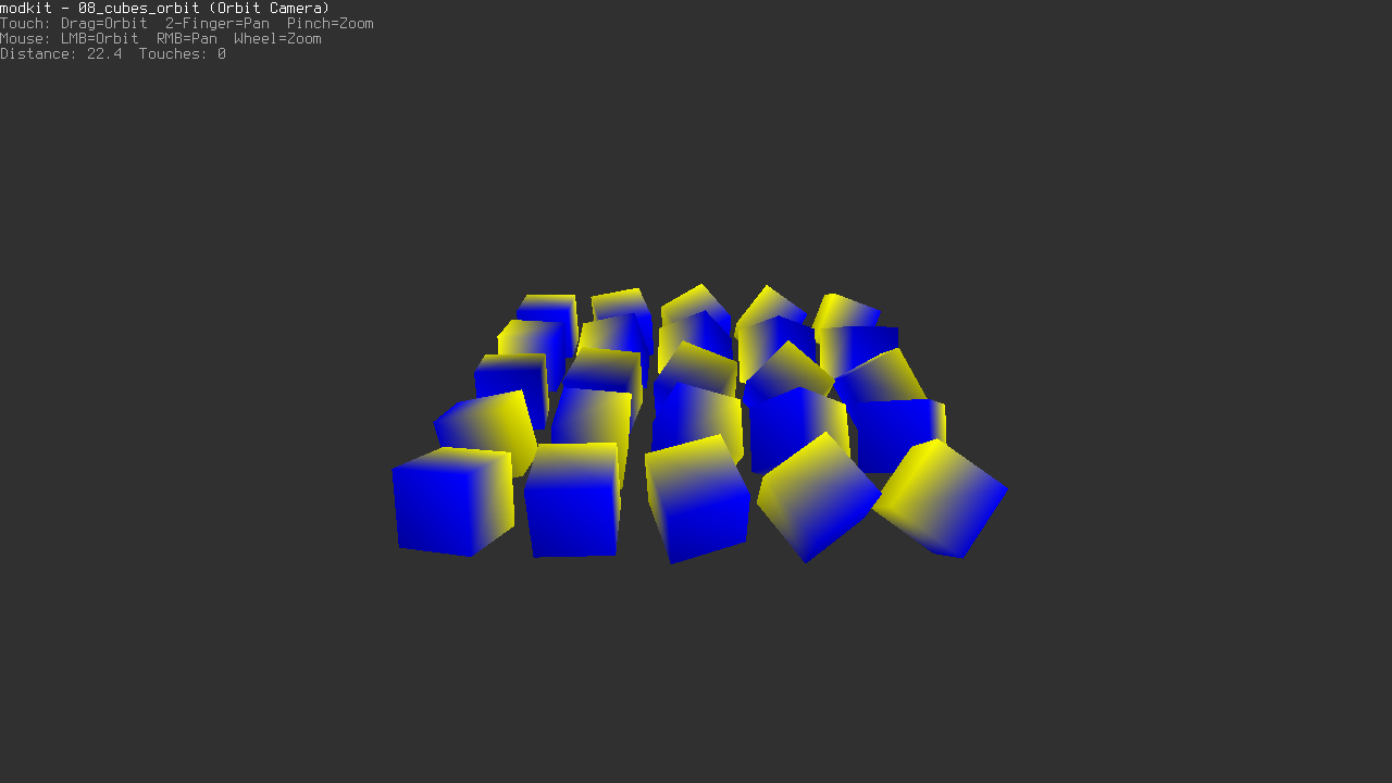 Multiple cubes with orbit camera controls